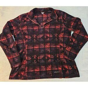 Eddie Bauer Womens ¼ Zip Pullover Sweater Fleece Hiking Outdoor Geometric Sz L‎